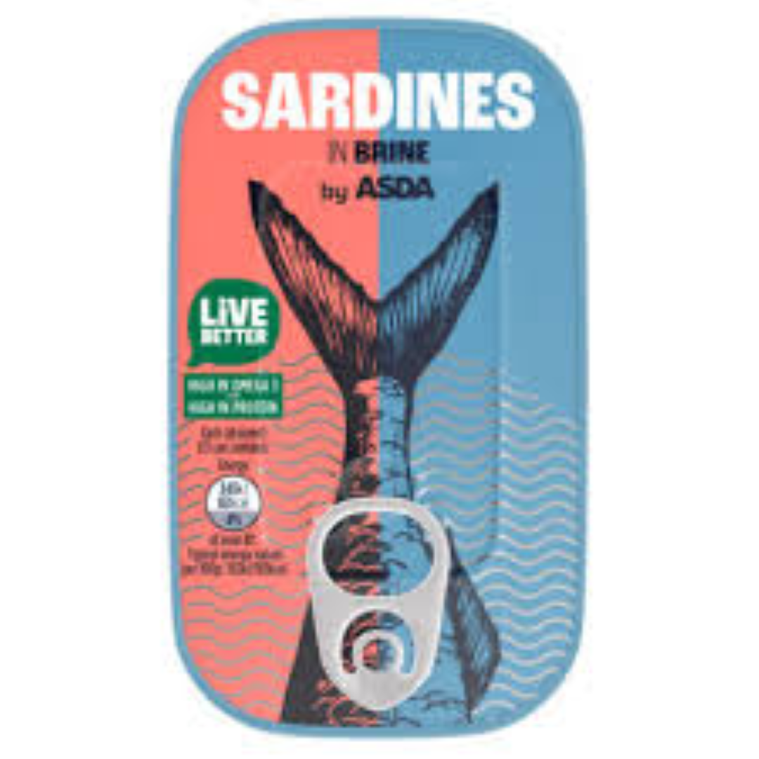 ASDA SARDINES IN BRINE 120G